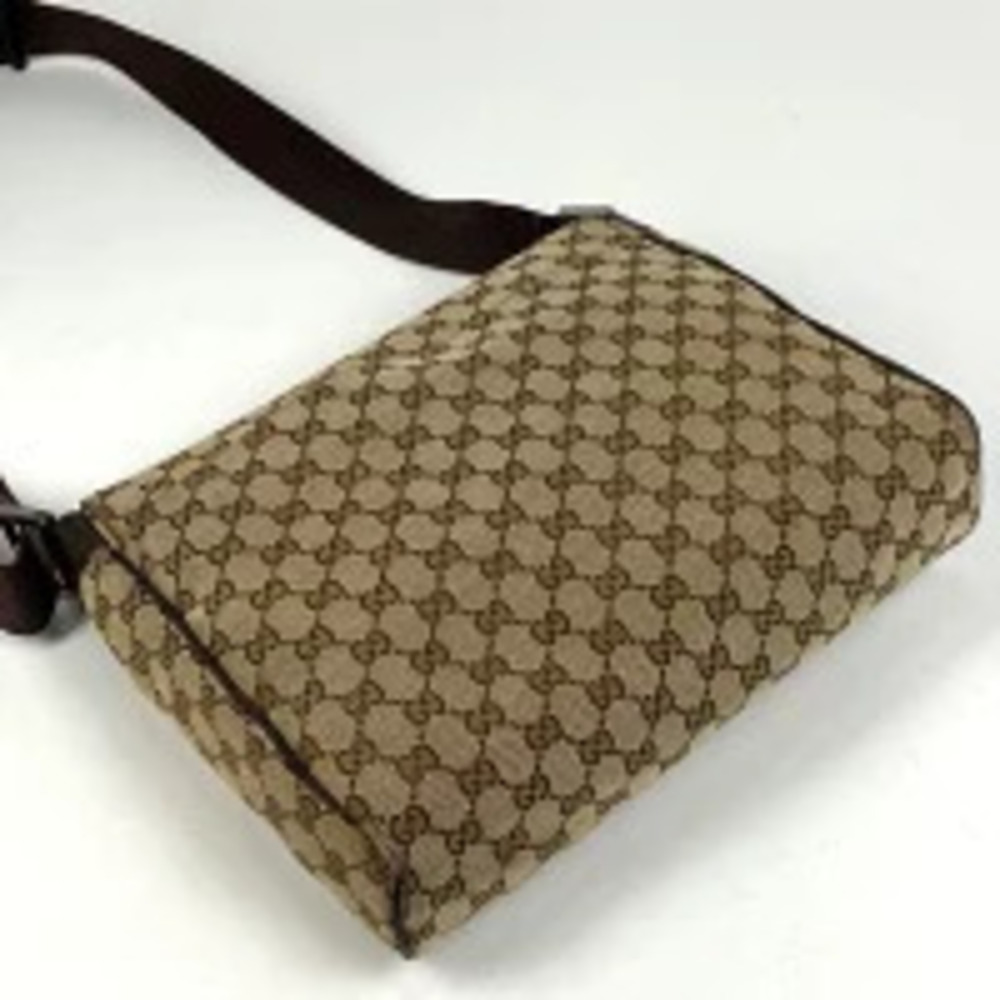 Gucci Messenger GG Brown Shoulder Bag Canvas Brown